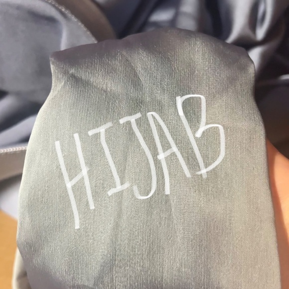 BLUE PUFF SLEEVE MODEST BALL GOWN - Picture 6 of 7